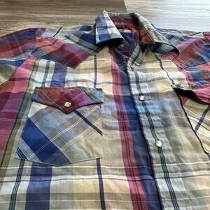 Ely Cattleman Multicolor Womens‎ XL Checkered Casual Streetwear Button Down